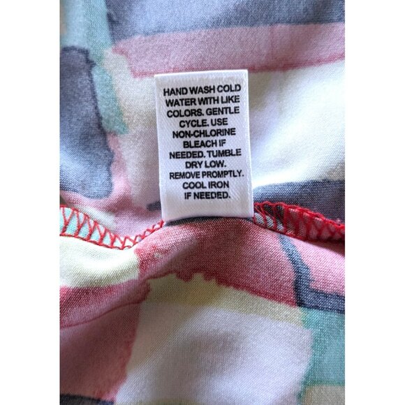 Cato Woman Dress Red Black Yellow Faux Wrap Knee Length Ruched Knit Stretch 16W - Picture 10 of 11